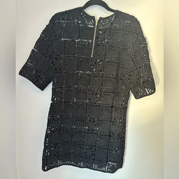 Nomia Elegant Black Crochet Mini Dress - Picture 3 of 4